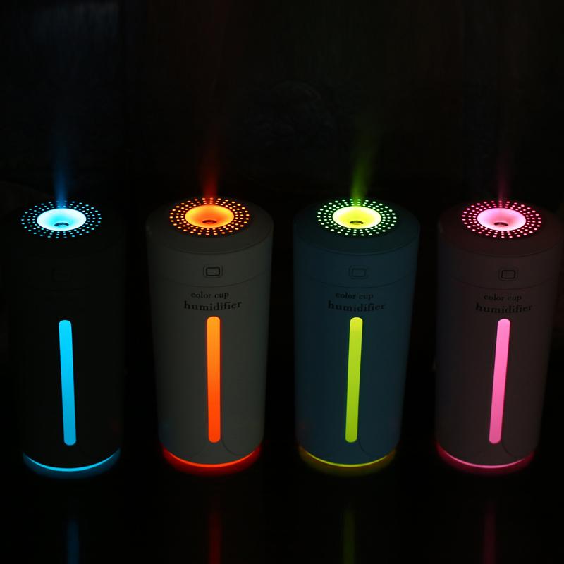 Color Cup USB Air Humidifier for Home Car Ultrasonic Mini Aroma Diffuser Air Purifier with LED Lights