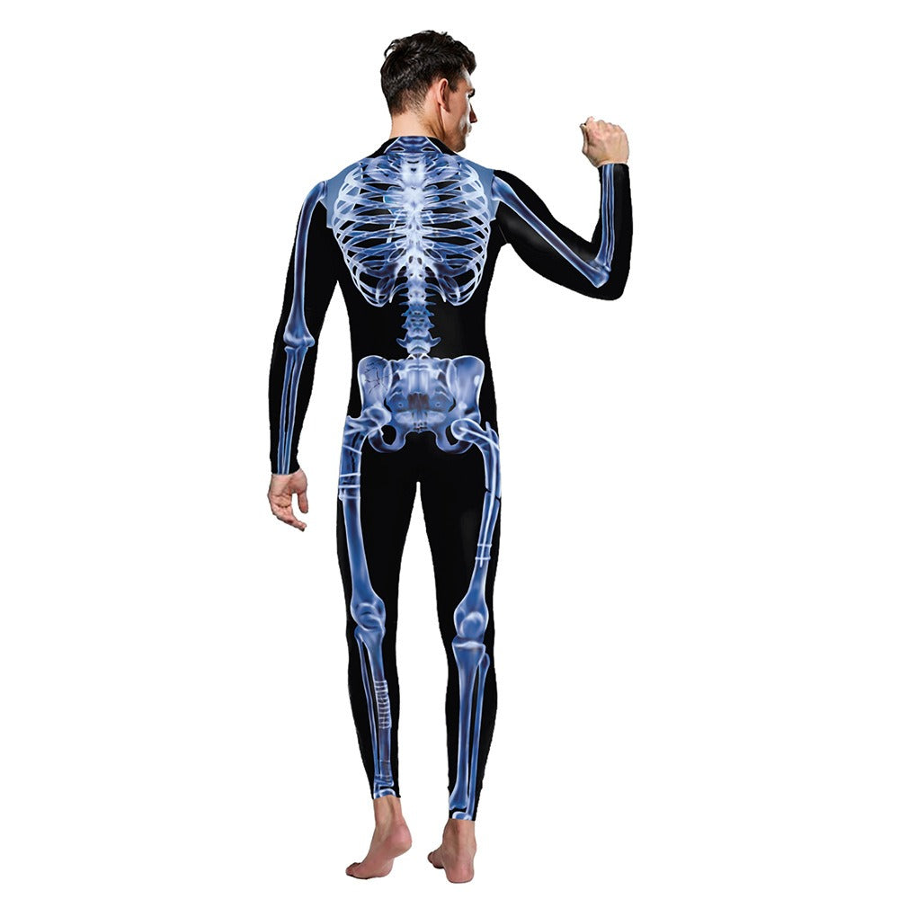 Carnival Skeleton Armor 3D Digital Printed Adult jumpsuit Party Dress