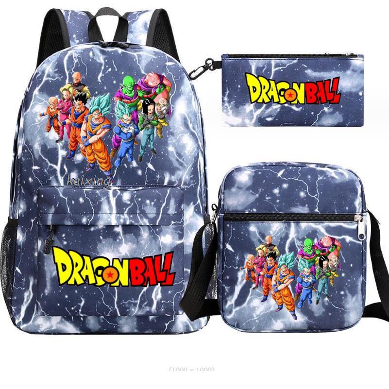 Youth Dragon Ball Backpack Student Shoulder Bag Travel Bag 3-Piece Set