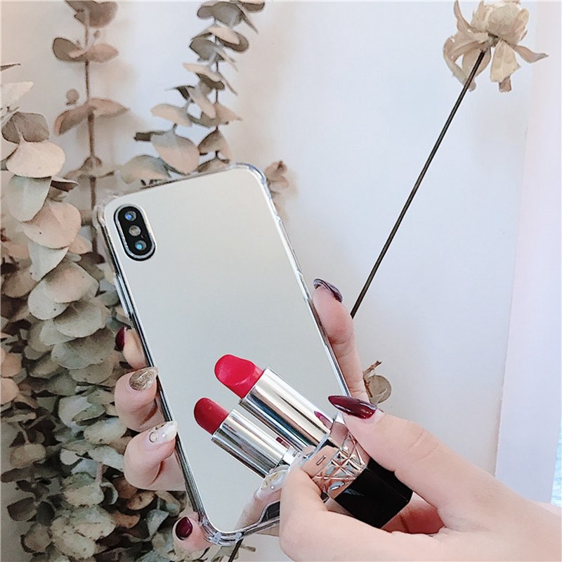 Drop Resistant Mirror Phone Case For iphone XS MAX XR X 7 8 6s 6 plus Protective Soft TPU Cover For Samsung Note 9 8 S8 S9 Plus