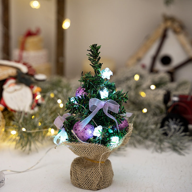 Christmas Decoration Mini Christmas Tree Glowing Christmas Ball Pendant Small Tree Colorful Lights