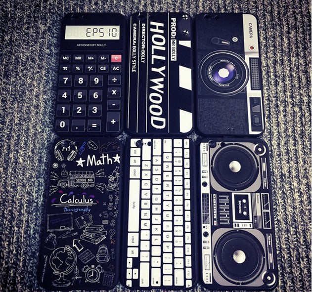 For iPhone 6S 7 7Plus 5 8 8Plus X XS Max SAMSUNG Retro Camera Cassette Tapes Boombox Calculator Keyboard Soft Phone Case Fundas