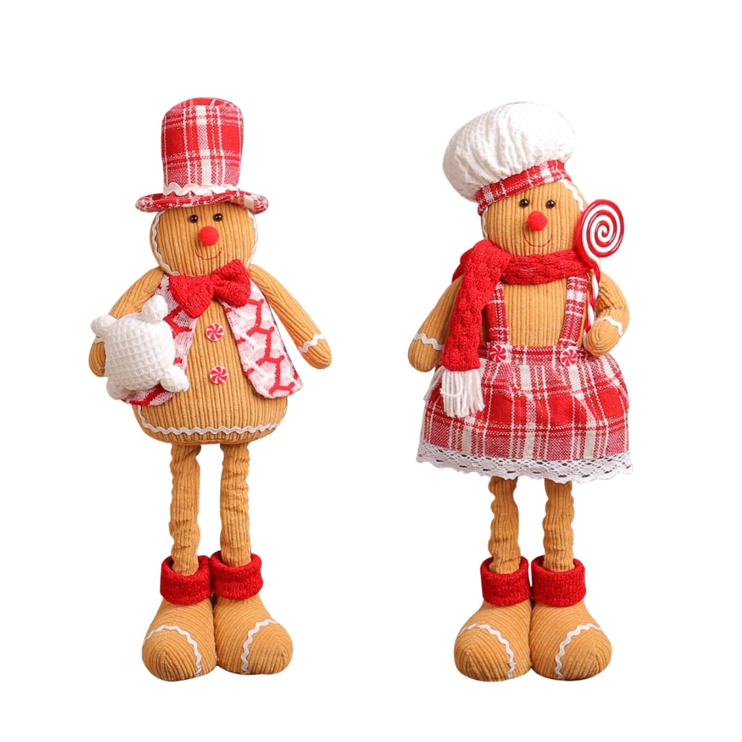 Christmas Stretchable Gingerbread Doll Chef Hat Couple Doll Christmas Window Stand Decoration