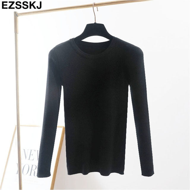 winter clothes Knitted woman sweaters Pullovers spring Autumn Basic women's jumper Slim women's sweater cheap pull long sleeve