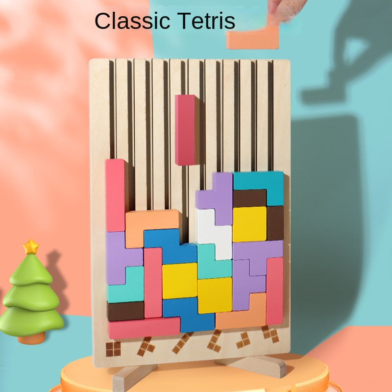 Multi functional Tetris block puzzle, children's intellectual and thinking training, wooden toys for girls and boys