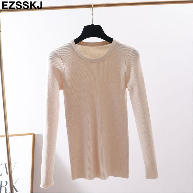 winter clothes Knitted woman sweaters Pullovers spring Autumn Basic women's jumper Slim women's sweater cheap pull long sleeve