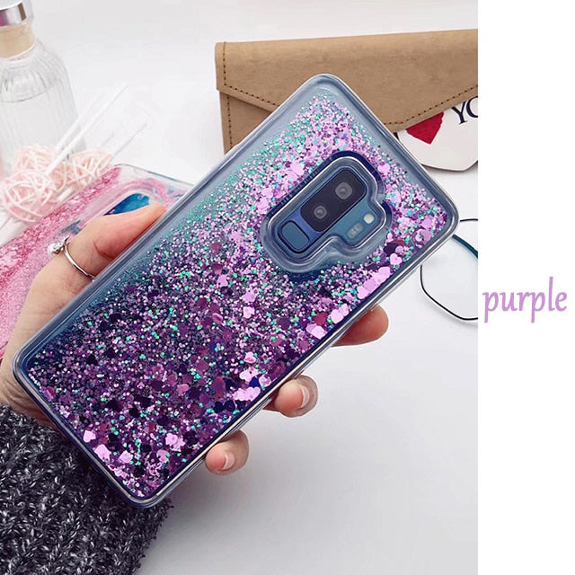 for Samsung Galaxy S9 case Back cover Bling Glitter Dynamic Quicksand Liquid Case for samsung S9 plus cover Galaxy S9 coque