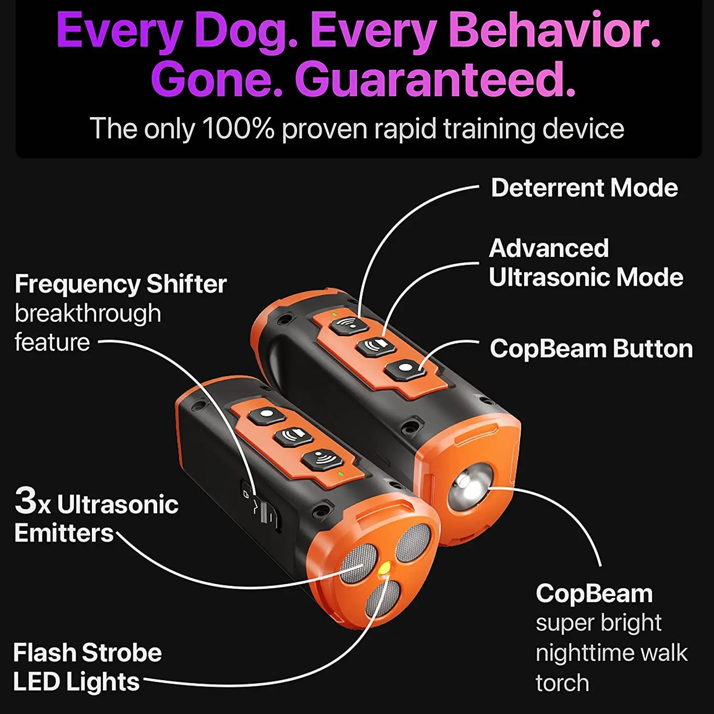 XP30 Release Pet Dog Repeller Ultrasonic Dog Training Device Rechargeable Anti Dog Bark Deterrent Device With LED Flashlight