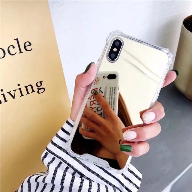 Drop Resistant Mirror Phone Case For iphone XS MAX XR X 7 8 6s 6 plus Protective Soft TPU Cover For Samsung Note 9 8 S8 S9 Plus