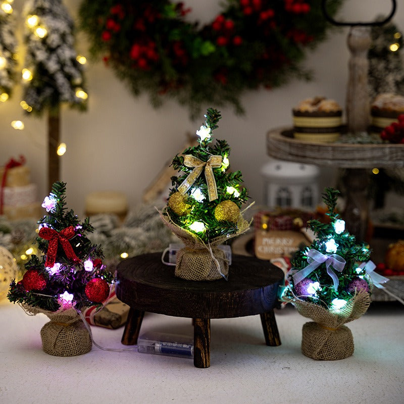 Christmas Decoration Mini Christmas Tree Glowing Christmas Ball Pendant Small Tree Colorful Lights