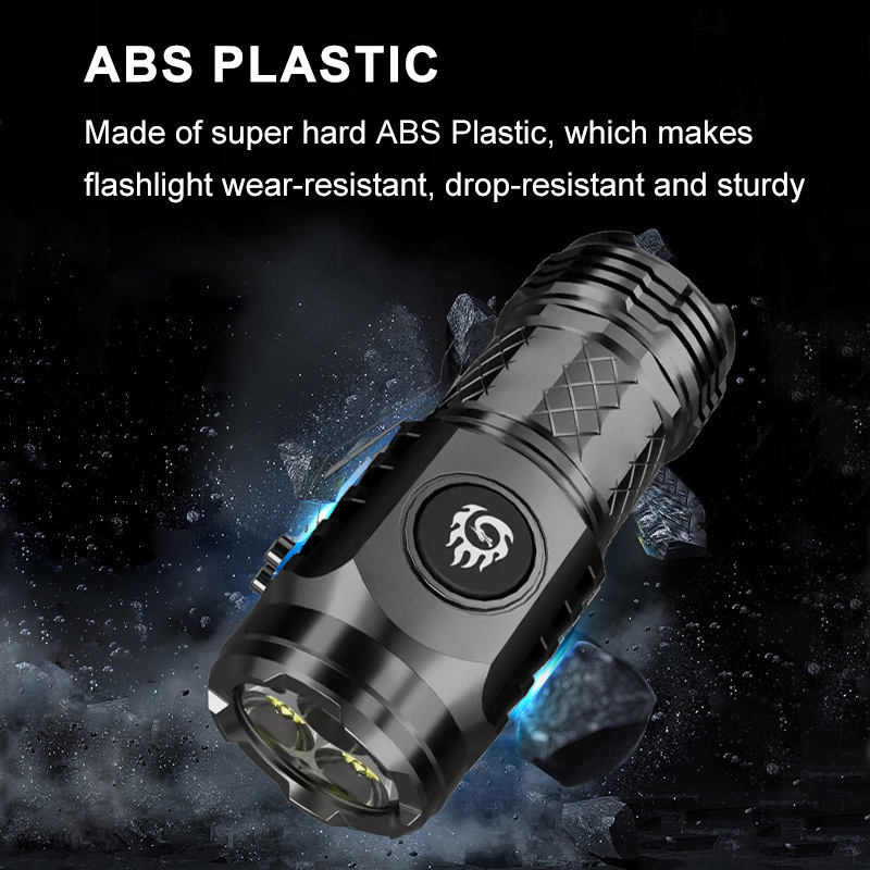 Factory Price Plastic Flashlight Rechargeable 3 LED 3000 Lumens 5 Modes Outdoor EDC Flashlight Power Outage Emergency Lighting