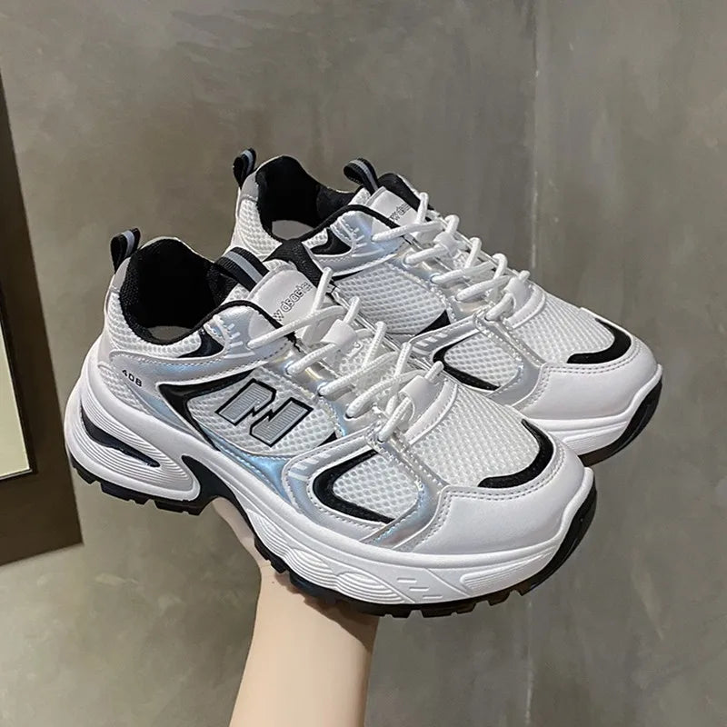 New Spring Women's Sneakers Luxury Designer Fashion Casual Sneakers White Breathable Tennis Shoes Low Top Vulcanized Shoes