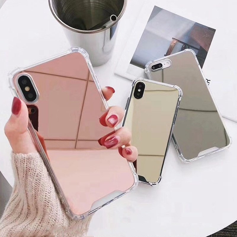 Drop Resistant Mirror Phone Case For iphone XS MAX XR X 7 8 6s 6 plus Protective Soft TPU Cover For Samsung Note 9 8 S8 S9 Plus