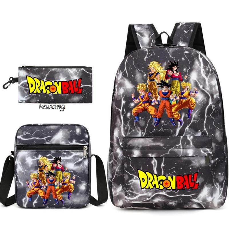 Youth Dragon Ball Backpack Student Shoulder Bag Travel Bag 3-Piece Set