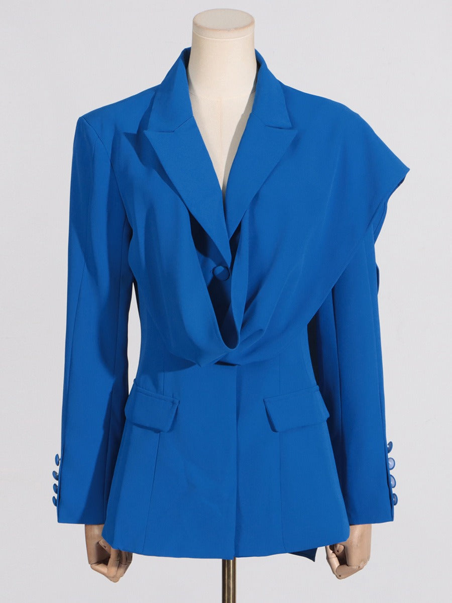 Fashionable temperament suit jacket women's blue design positive decoration high-end feel small suit