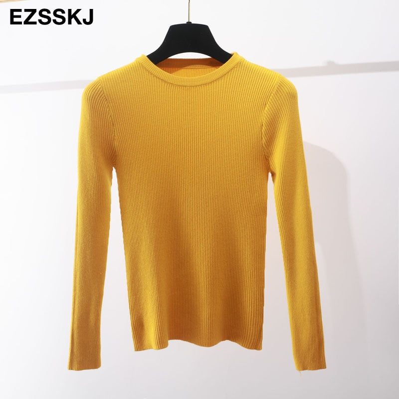 winter clothes Knitted woman sweaters Pullovers spring Autumn Basic women's jumper Slim women's sweater cheap pull long sleeve