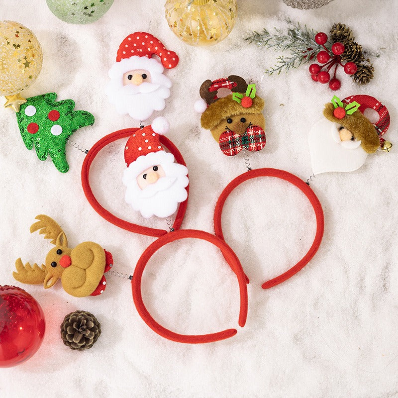 4pcs Christmas set cartoon headband Santa Claus hairpin reindeer headband