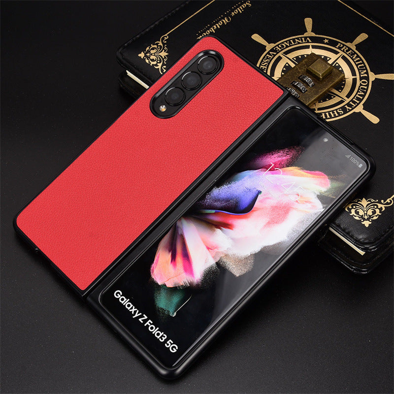 Suitable for Galaxy Z Fold 4 phone case, Samsung Fold 3 foldable phone case, leather covered flip cover protective case