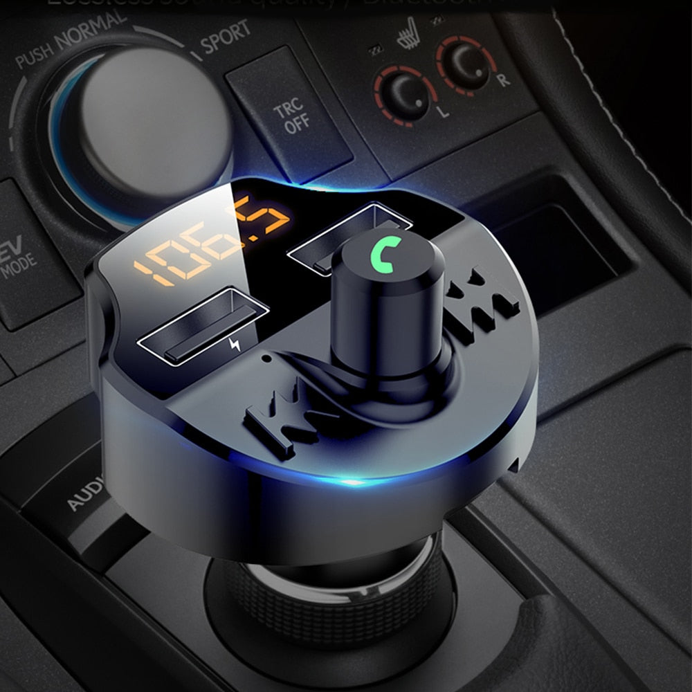 Car Fm Transmitter Bluetooth 5.0 Car Mp3 Player Modulator Adapter Battery Voltage TF Card Hands-free Dual USB Smart Chip T66