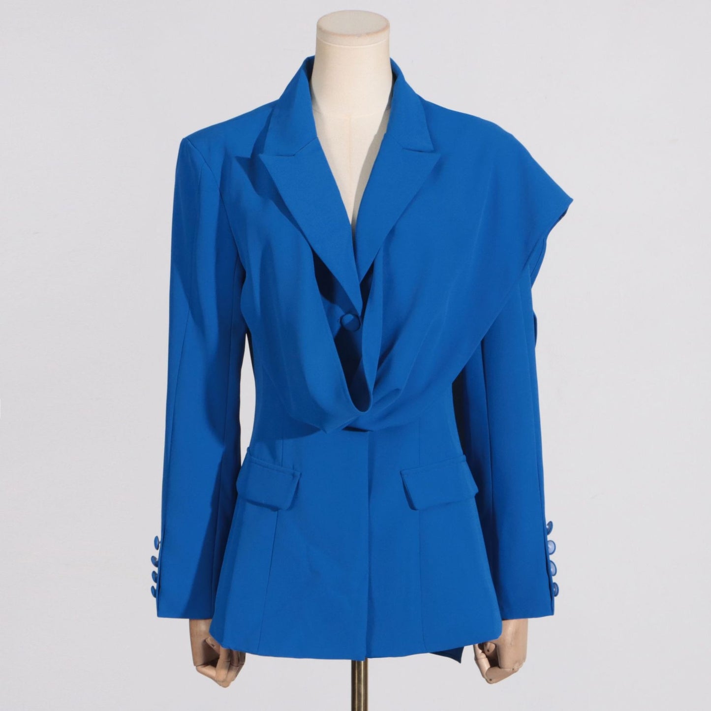 Fashionable temperament suit jacket women's blue design positive decoration high-end feel small suit