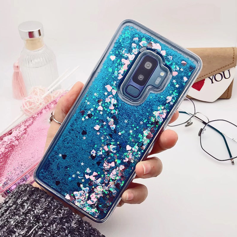 for Samsung Galaxy S9 case Back cover Bling Glitter Dynamic Quicksand Liquid Case for samsung S9 plus cover Galaxy S9 coque