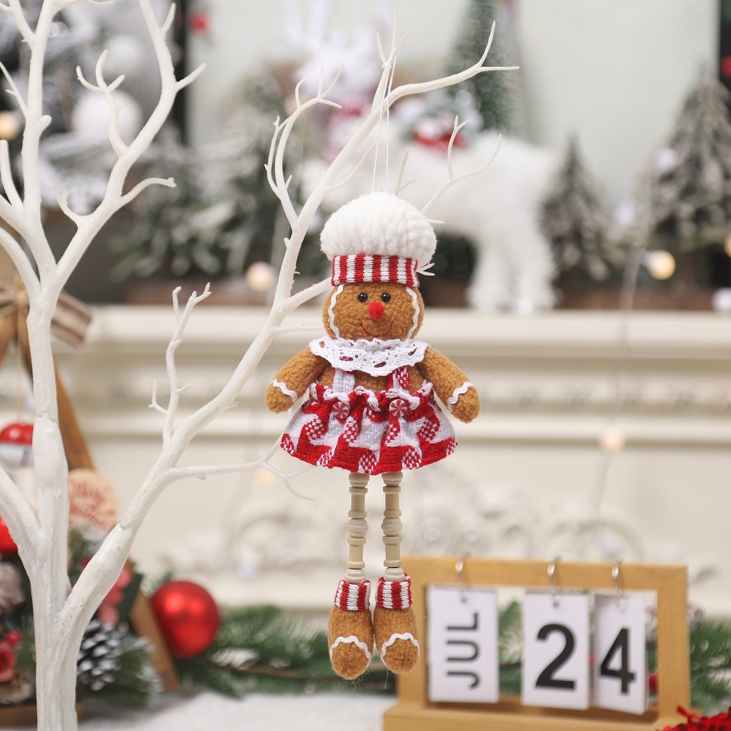 Christmas Decoration Couple Gingerbread Man Doll Cloth Doll Decoration Chef Biscuit Man Doll Pendant