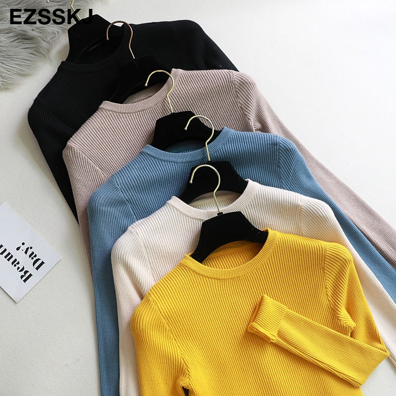 winter clothes Knitted woman sweaters Pullovers spring Autumn Basic women's jumper Slim women's sweater cheap pull long sleeve