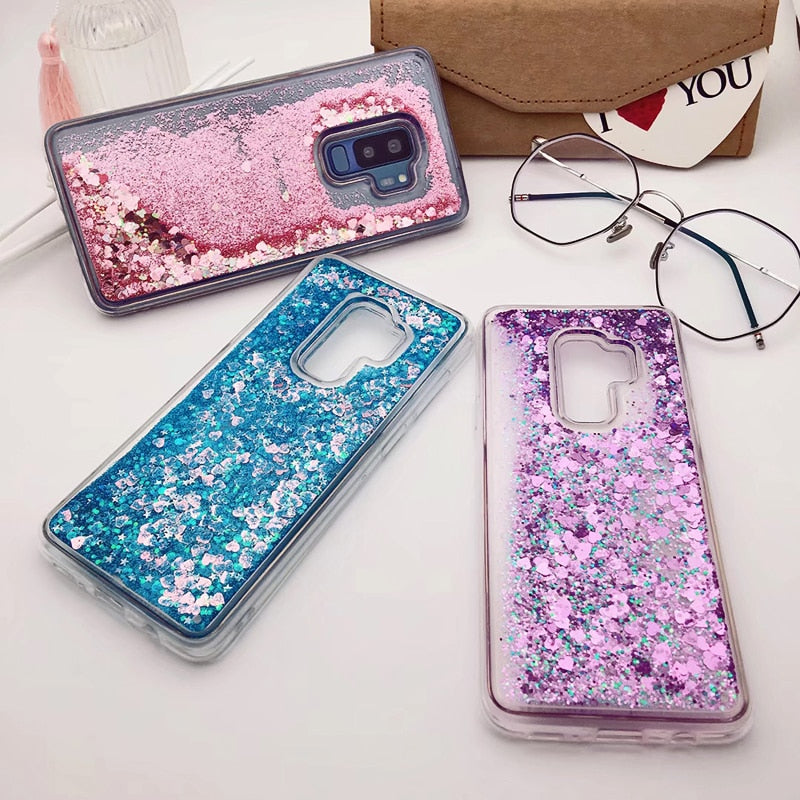 for Samsung Galaxy S9 case Back cover Bling Glitter Dynamic Quicksand Liquid Case for samsung S9 plus cover Galaxy S9 coque