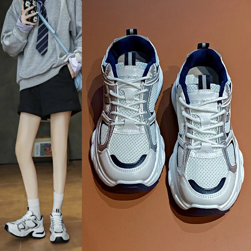 New Spring Women's Sneakers Luxury Designer Fashion Casual Sneakers White Breathable Tennis Shoes Low Top Vulcanized Shoes