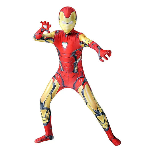 Kids Adult Iron Man Costume Bodysuit Spandex Halloween Spider man Cosplay Jumpsuit Suits 3D Style Dress Up