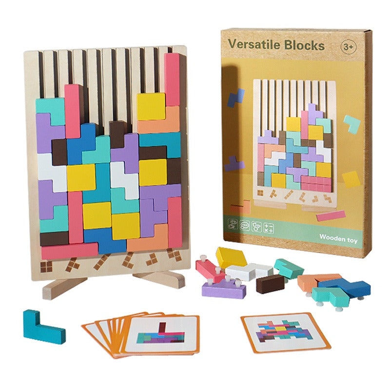 Multi functional Tetris block puzzle, children's intellectual and thinking training, wooden toys for girls and boys