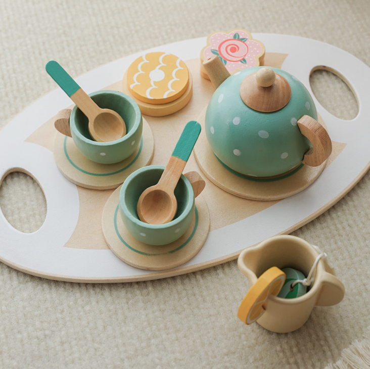 Children's Home Afternoon Tea Desserts Cake Sales Teapot Cups Tea Set Wooden Christmas Toys Gifts