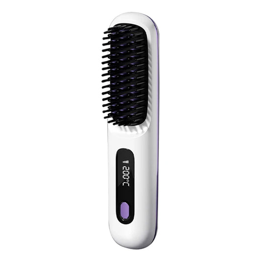 LCD wireless straightening comb rechargeable ceramic electric comb straightener portable negative ion non damaging heating comb