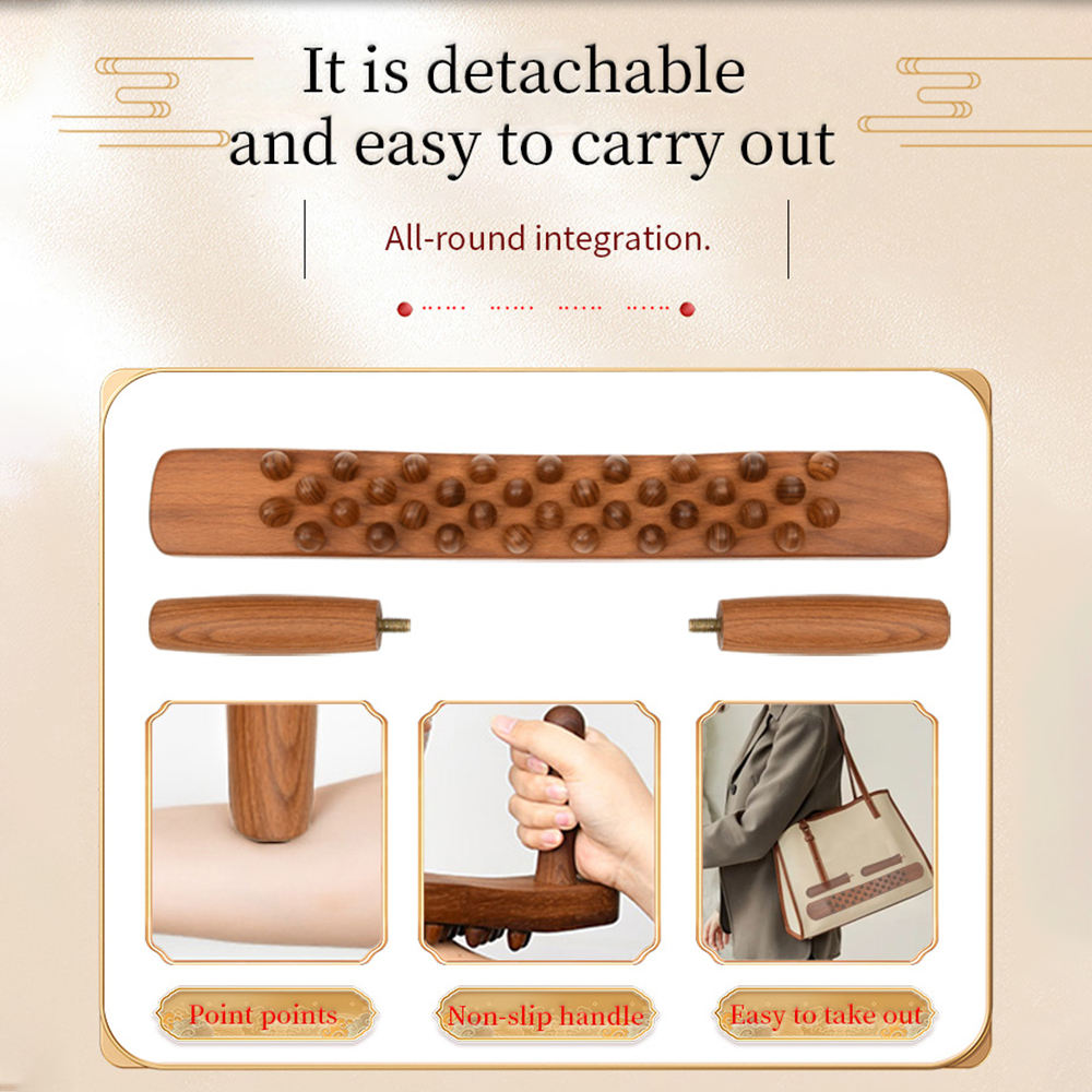 Handheld 34 Beads Home Massaging Device wood stick massage tool Body Massage Wooden Guasha Tool for Relaxation