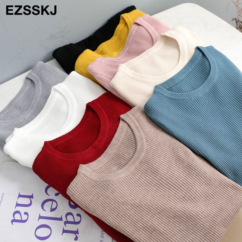 winter clothes Knitted woman sweaters Pullovers spring Autumn Basic women's jumper Slim women's sweater cheap pull long sleeve