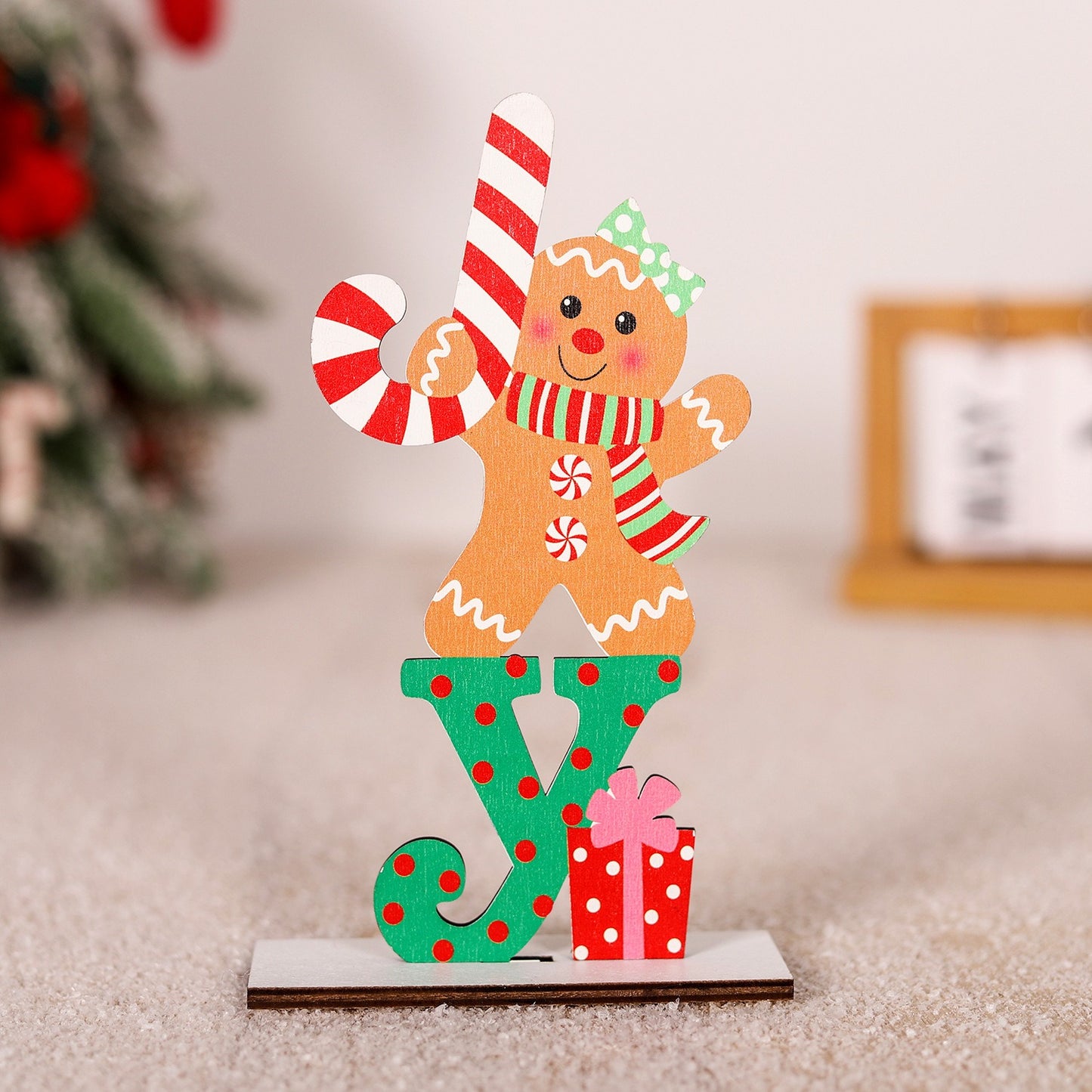 Christmas Home Table Colorful Wooden Christmas Table Cartoon English Letter Wooden Ornament