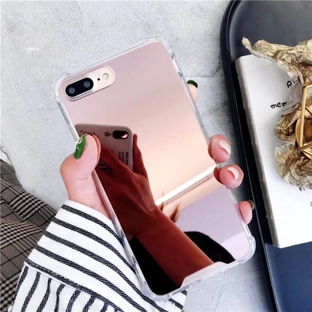 Drop Resistant Mirror Phone Case For iphone XS MAX XR X 7 8 6s 6 plus Protective Soft TPU Cover For Samsung Note 9 8 S8 S9 Plus