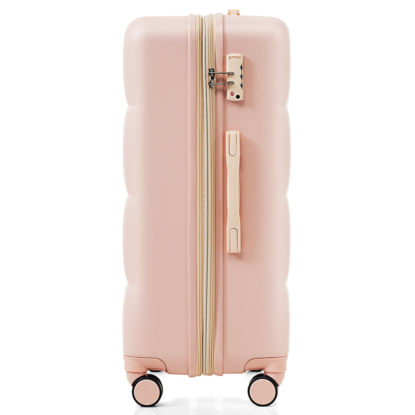 3-piece luggage set, 20 inches, ABS hard shell luggage with USB port and cup holder rotating wheel, pink color