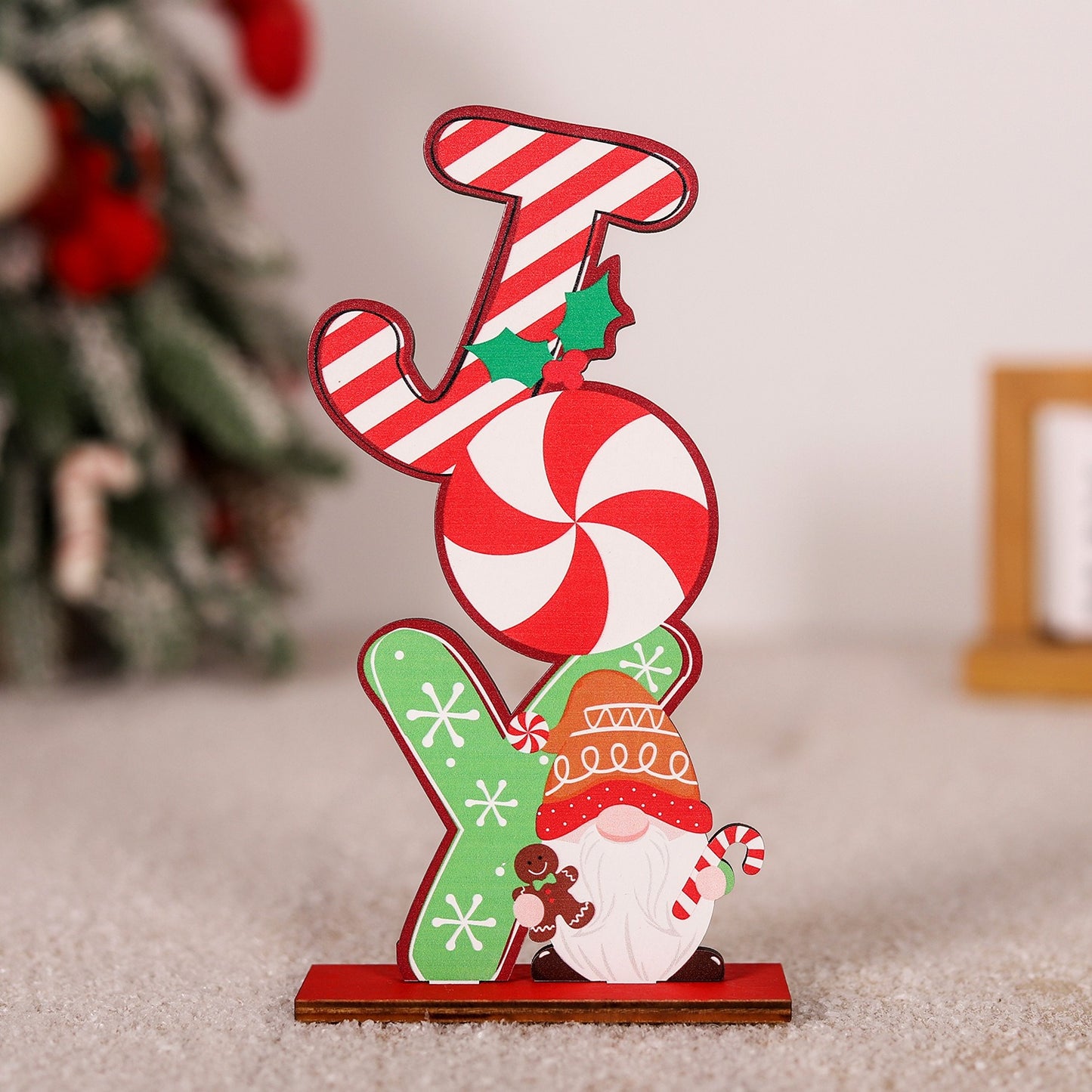 Christmas Home Table Colorful Wooden Christmas Table Cartoon English Letter Wooden Ornament