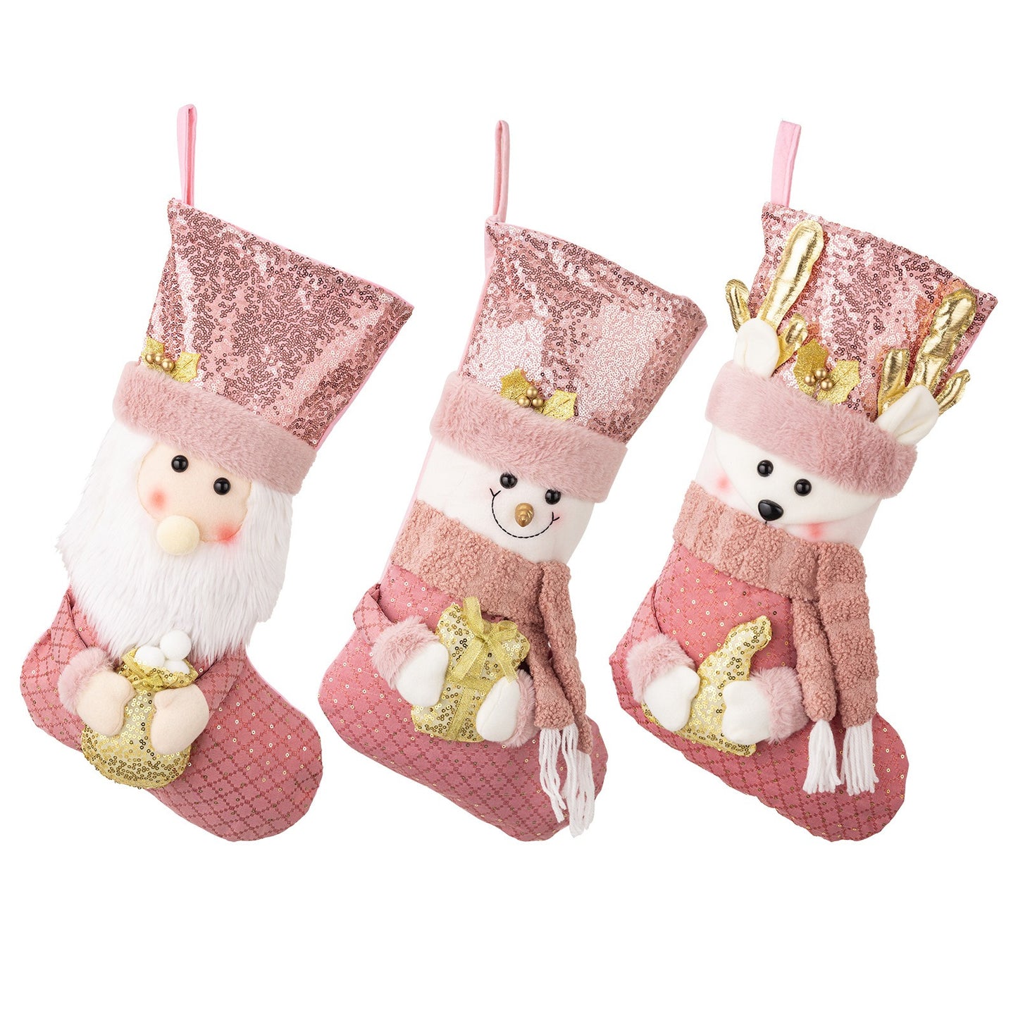 Christmas decoration Christmas pink sequins Christmas socks gift socks