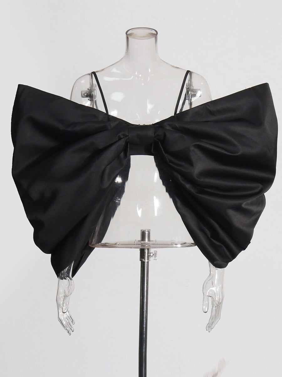 Spicy girl spliced bow design wearing strapless top for women