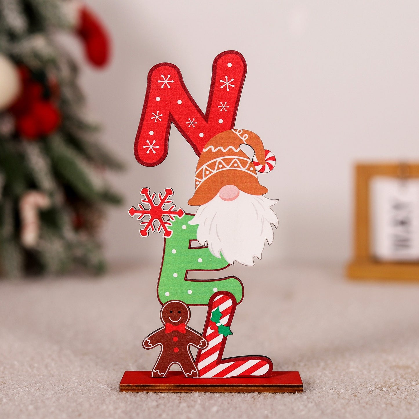 Christmas Home Table Colorful Wooden Christmas Table Cartoon English Letter Wooden Ornament