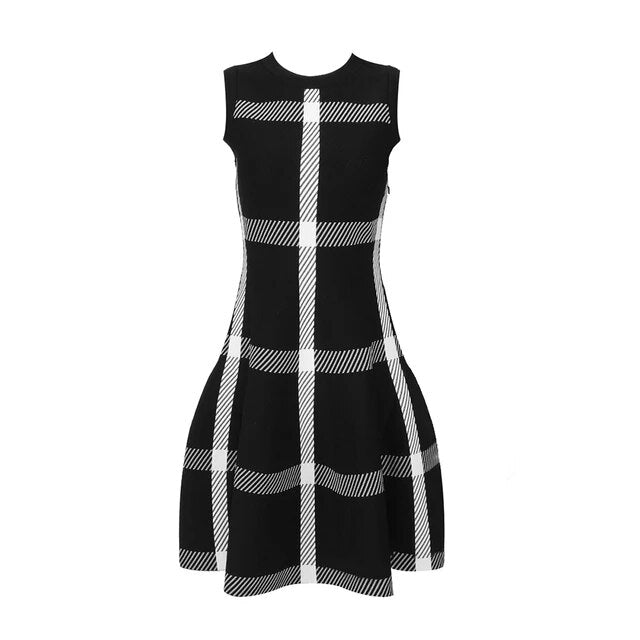 Woman Fashion Stripe Pattern Mini Dress