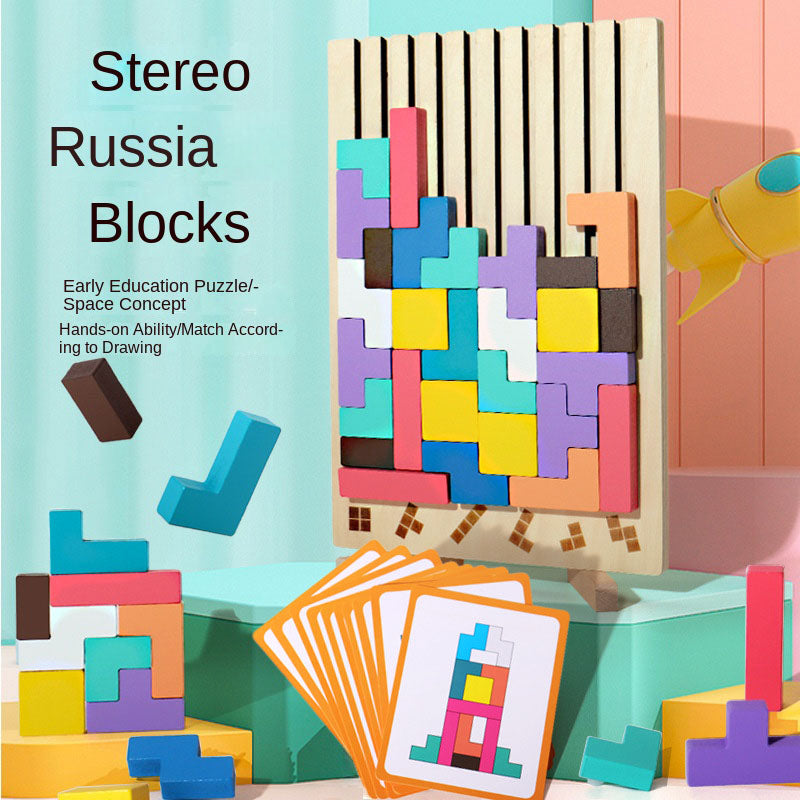 Multi functional Tetris block puzzle, children's intellectual and thinking training, wooden toys for girls and boys