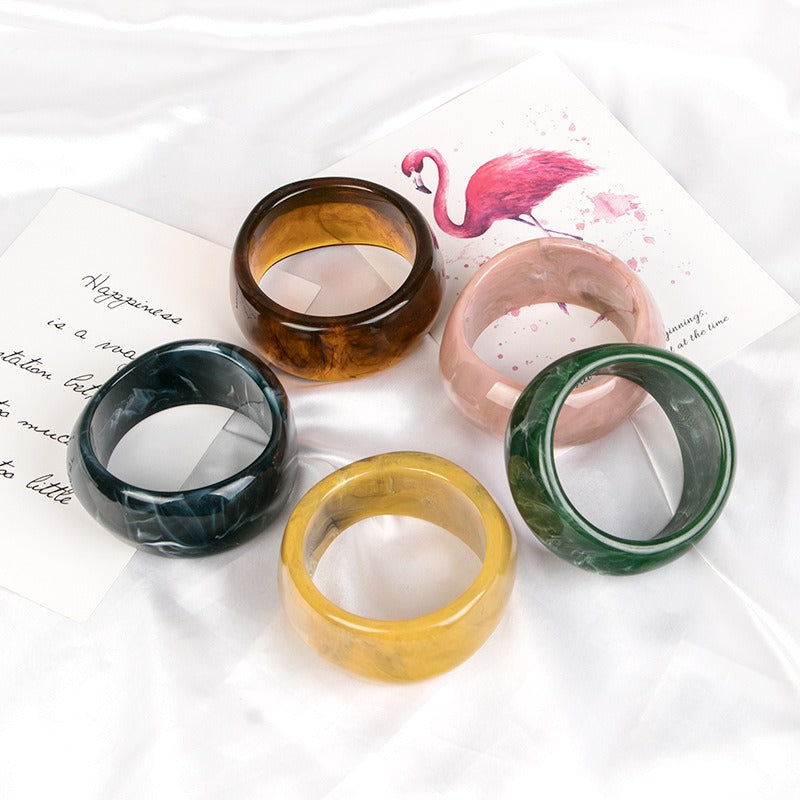 Fashionable Irregular Wide Resin Bracelet Handmade Bracelet Women's Fashion Rendering Jewelry