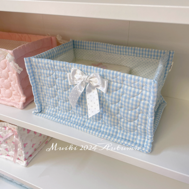 Quilted ins storage basket desktop good item storage cute storage frame