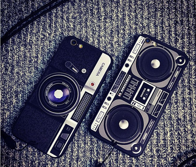 For iPhone 6S 7 7Plus 5 8 8Plus X XS Max SAMSUNG Retro Camera Cassette Tapes Boombox Calculator Keyboard Soft Phone Case Fundas