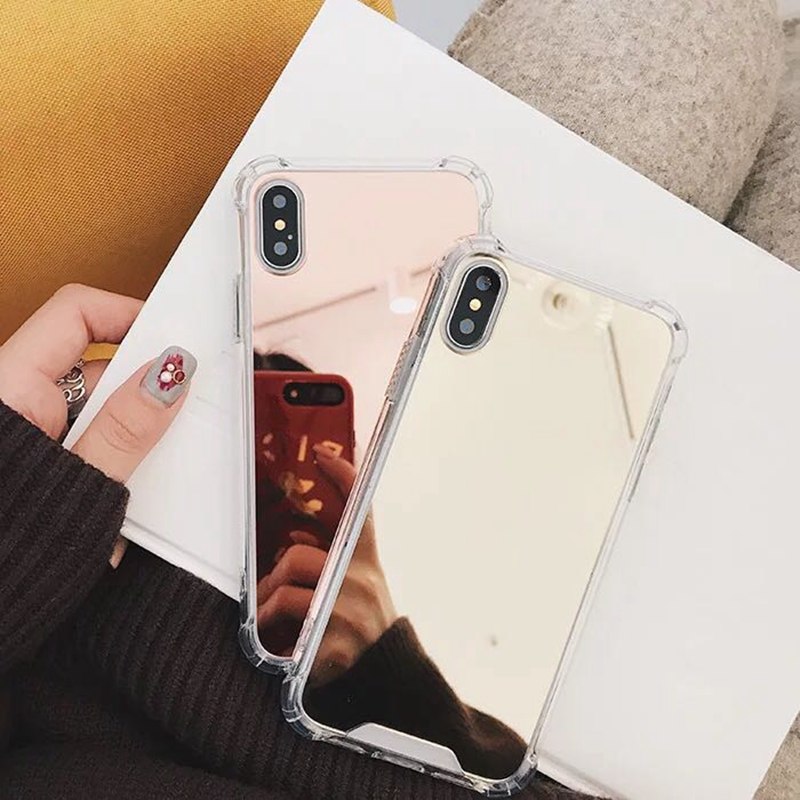 Drop Resistant Mirror Phone Case For iphone XS MAX XR X 7 8 6s 6 plus Protective Soft TPU Cover For Samsung Note 9 8 S8 S9 Plus