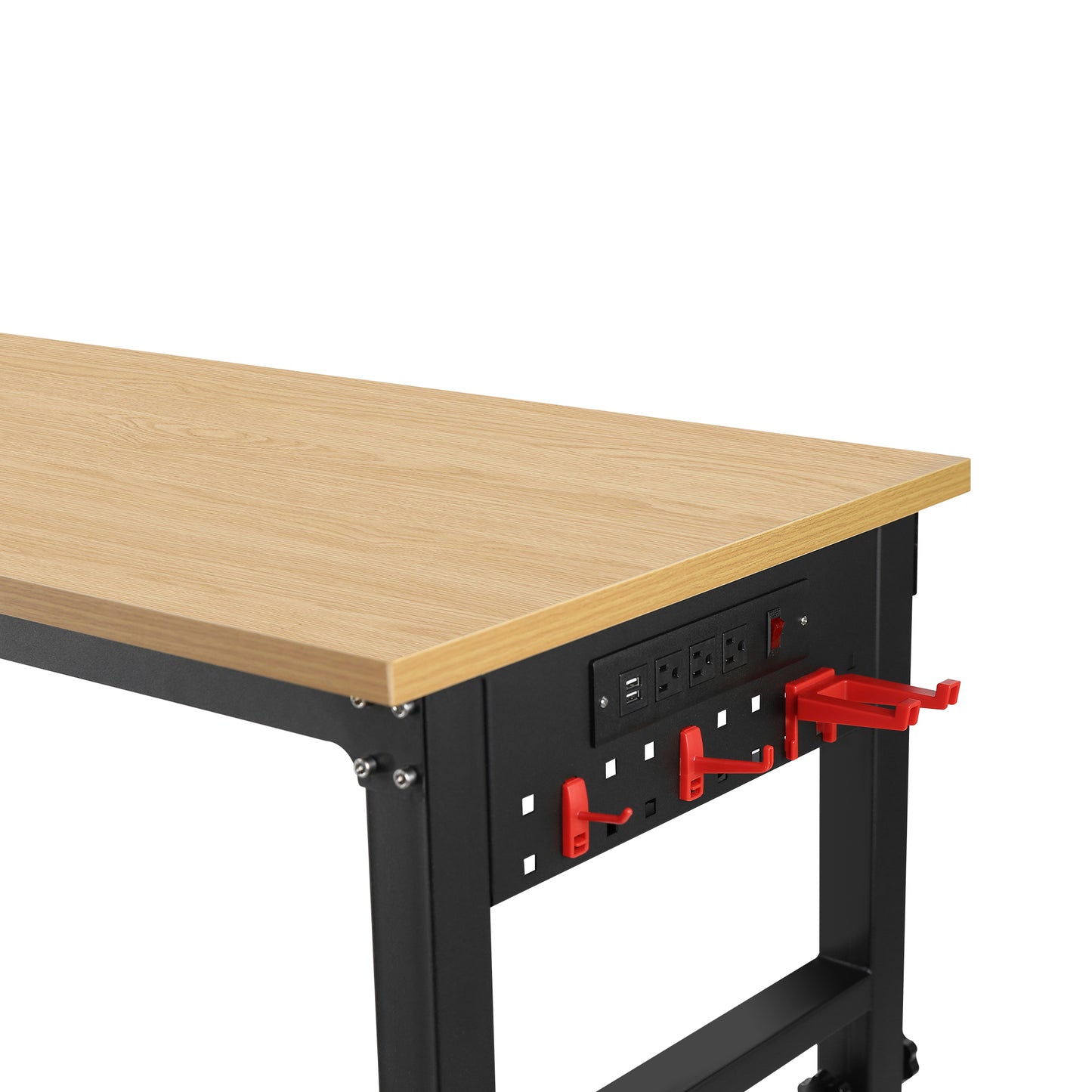 72 inch x 24 inch adjustable worktable, rolling heavy-duty worktable with power socket and wheels