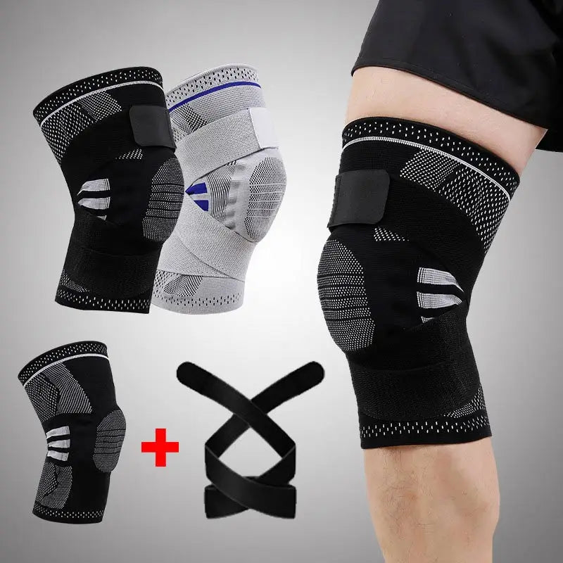 Professional Knee Brace Detachable Elastic Belt Silica Gel Knee Pad Support Workout Running Basketball Compression Leg Sleeve